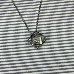 silver geometric diamond(cubic zirconium) necklace